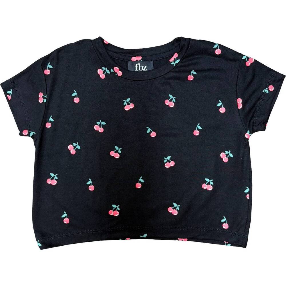 NEW FLOWERS BY ZOE kids' cherries boxy tee in black
